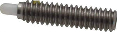 Vlier - 1/4-20, 1" Thread Length, 3/16" Plunger Projection, Stainless Steel Threaded Spring Plunger - 0.116 - 0.118" Max Plunger Diam, 1" Plunger Length, 1 Lb Init End Force, 4 Lb Final End Force - Exact Tool & Supply