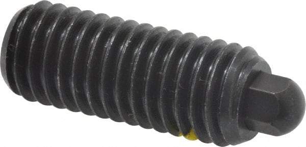 Vlier - 1/2-13, 1-1/4" Thread Length, 1/4" Plunger Projection, Steel Threaded Spring Plunger - 1/4 (Hex)" Max Plunger Diam, 1-1/4" Plunger Length, 6.6 Lb Init End Force, 17.4 Lb Final End Force, 1/4" Hex - Exact Tool & Supply