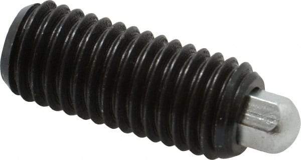 Vlier - 5/8-11, 1-1/2" Thread Length, 5/16" Plunger Projection, Steel Threaded Spring Plunger - 5/16 (Hex)" Max Plunger Diam, 1-1/2" Plunger Length, 3.5 Lb Init End Force, 10.5 Lb Final End Force, 5/16" Hex - Exact Tool & Supply