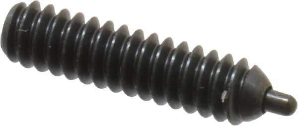 Vlier - 6-32, 17/32" Thread Length, 1/16" Plunger Projection, Steel Threaded Spring Plunger - 0.044 - 0.045" Max Plunger Diam, 17/32" Plunger Length, 1 Lb Init End Force, 1.6 Lb Final End Force, 0.063" Hex - Exact Tool & Supply