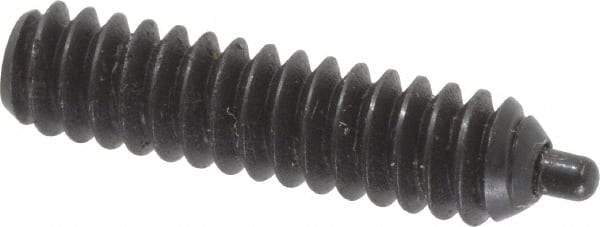 Vlier - 6-32, 17/32" Thread Length, 1/16" Plunger Projection, Steel Threaded Spring Plunger - 0.044 - 0.045" Max Plunger Diam, 17/32" Plunger Length, 0.5 Lb Init End Force, 1.5 Lb Final End Force, 0.063" Hex - Exact Tool & Supply
