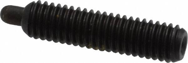 Vlier - 10-32, 3/4" Thread Length, 1/8" Plunger Projection, Steel Threaded Spring Plunger - 0.091 - 0.092" Max Plunger Diam, 3/4" Plunger Length, 2.9 Lb Init End Force, 11.1 Lb Final End Force, 0.063" Hex - Exact Tool & Supply