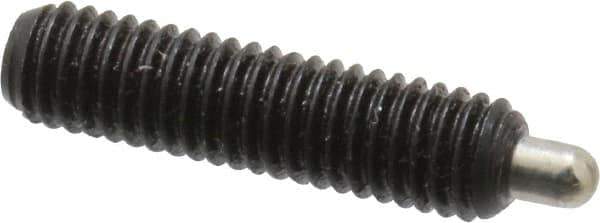 Vlier - 10-32, 3/4" Thread Length, 1/8" Plunger Projection, Steel Threaded Spring Plunger - 0.091 - 0.092" Max Plunger Diam, 3/4" Plunger Length, 1.3 Lb Init End Force, 2.7 Lb Final End Force, 0.063" Hex - Exact Tool & Supply