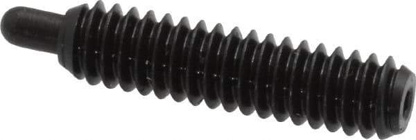 Vlier - 1/4-20, 1" Thread Length, 3/16" Plunger Projection, Steel Threaded Spring Plunger - 0.117 - 0.118" Max Plunger Diam, 1" Plunger Length, 3 Lb Init End Force, 13 Lb Final End Force, 0.079" Hex - Exact Tool & Supply