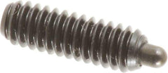 Vlier - 1/4-20, 3/4" Thread Length, 1/8" Plunger Projection, Steel Threaded Spring Plunger - 0.117 - 0.118" Max Plunger Diam, 3/4" Plunger Length, 2 Lb Init End Force, 9 Lb Final End Force, 0.079" Hex - Exact Tool & Supply