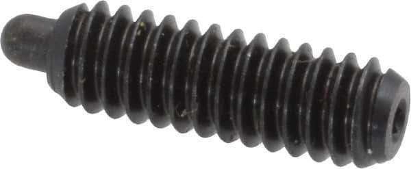 Vlier - 1/4-20, 3/4" Thread Length, 1/8" Plunger Projection, Steel Threaded Spring Plunger - 0.117 - 0.118" Max Plunger Diam, 3/4" Plunger Length, 2 Lb Init End Force, 9 Lb Final End Force, 0.079" Hex - Exact Tool & Supply
