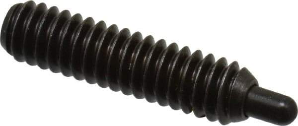 Vlier - 1/4-20, 1" Thread Length, 3/16" Plunger Projection, Steel Threaded Spring Plunger - 0.117 - 0.118" Max Plunger Diam, 1" Plunger Length, 3 Lb Init End Force, 13 Lb Final End Force, 0.079" Hex - Exact Tool & Supply