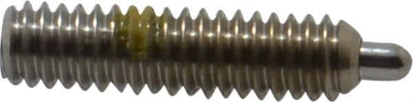 Vlier - 8-32, 5/8" Thread Length, 3/32" Plunger Projection, Stainless Steel Threaded Spring Plunger - 0.069 - 0.07" Max Plunger Diam, 5/8" Plunger Length, 2.7 Lb Init End Force, 7.3 Lb Final End Force, 0.063" Hex - Exact Tool & Supply