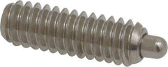 Vlier - 1/4-20, 3/4" Thread Length, 1/8" Plunger Projection, Stainless Steel Threaded Spring Plunger - 0.117 - 0.118" Max Plunger Diam, 3/4" Plunger Length, 2 Lb Init End Force, 9 Lb Final End Force, 0.079" Hex - Exact Tool & Supply