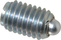 Vlier - 1/2-13, 3/4" Thread Length, 0.151" Plunger Projection, Steel Threaded Spring Plunger - 1/4" Max Plunger Diam, 0.75" Plunger Length, 1.75 Lb Init End Force, 5.5 Lb Final End Force - Exact Tool & Supply