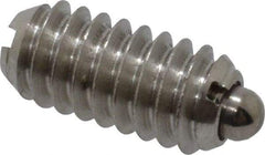Vlier - 1/4-20, 17/32" Thread Length, 0.078" Plunger Projection, Stainless Steel Threaded Spring Plunger - 0.119" Max Plunger Diam, 0.531" Plunger Length, 3 Lb Init End Force, 10.5 Lb Final End Force - Exact Tool & Supply