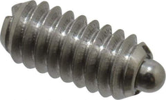 Vlier - 1/4-20, 17/32" Thread Length, 0.078" Plunger Projection, Stainless Steel Threaded Spring Plunger - 0.119" Max Plunger Diam, 0.531" Plunger Length, 1 Lb Init End Force, 3.5 Lb Final End Force - Exact Tool & Supply