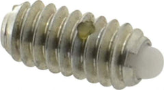 Vlier - 1/4-20, 17/32" Thread Length, 0.078" Plunger Projection, Steel Threaded Spring Plunger - 0.119" Max Plunger Diam, 0.531" Plunger Length, 3 Lb Init End Force, 10.5 Lb Final End Force - Exact Tool & Supply