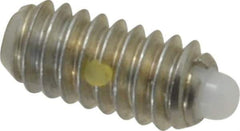 Vlier - 1/4-20, 17/32" Thread Length, 0.078" Plunger Projection, Steel Threaded Spring Plunger - 0.119" Max Plunger Diam, 0.531" Plunger Length, 1 Lb Init End Force, 3.5 Lb Final End Force - Exact Tool & Supply