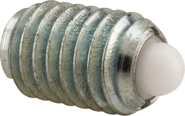 Vlier - 1/2-13, 3/4" Thread Length, 0.151" Plunger Projection, Steel Threaded Spring Plunger - 1/4" Max Plunger Diam, 0.75" Plunger Length, 5 Lb Init End Force, 28 Lb Final End Force - Exact Tool & Supply