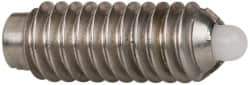 Vlier - 8-32, 7/16" Thread Length, 0.052" Plunger Projection, Stainless Steel Threaded Spring Plunger - 0.07" Max Plunger Diam, 0.437" Plunger Length, 1.5 Lb Init End Force, 4.75 Lb Final End Force - Exact Tool & Supply