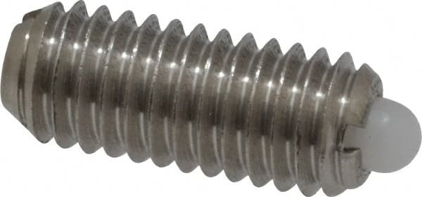 Vlier - 10-32, 0.468" Thread Length, 0.065" Plunger Projection, Stainless Steel Threaded Spring Plunger - Exact Tool & Supply