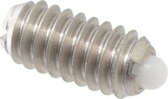 Vlier - 1/4-20, 17/32" Thread Length, 0.078" Plunger Projection, Stainless Steel Threaded Spring Plunger - 0.119" Max Plunger Diam, 0.531" Plunger Length, 3 Lb Init End Force, 10.5 Lb Final End Force - Exact Tool & Supply