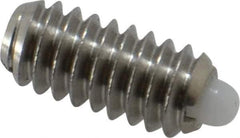 Vlier - 1/4-20, 17/32" Thread Length, 0.078" Plunger Projection, Stainless Steel Threaded Spring Plunger - 0.119" Max Plunger Diam, 0.531" Plunger Length, 1 Lb Init End Force, 3.5 Lb Final End Force - Exact Tool & Supply