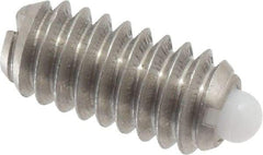 Vlier - 1/4-20, 17/32" Thread Length, 0.078" Plunger Projection, Stainless Steel Threaded Spring Plunger - 0.119" Max Plunger Diam, 0.531" Plunger Length, 1 Lb Init End Force, 3.5 Lb Final End Force - Exact Tool & Supply