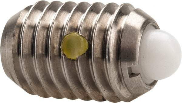 Vlier - 1/2-13, 3/4" Thread Length, 0.151" Plunger Projection, Stainless Steel Threaded Spring Plunger - 1/4" Max Plunger Diam, 0.75" Plunger Length, 5 Lb Init End Force, 28 Lb Final End Force - Exact Tool & Supply