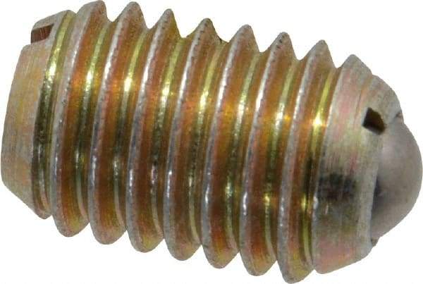 Vlier - 1/2-13, 0.281" Ball Diam, 0.75" Body Length, 0.072" Max Ball Reach, Threaded Ball Plunger - Steel Body, Steel Ball, 6 Lb Initial End Force, 30 Lb Final End Force, Locking Element - Exact Tool & Supply
