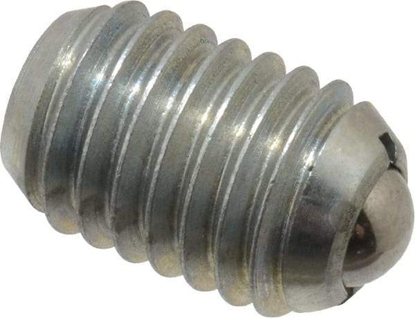Vlier - 1/2-13, 0.281" Ball Diam, 0.75" Body Length, 0.072" Max Ball Reach, Threaded Ball Plunger - Steel Body, Steel Ball, 3 Lb Initial End Force, 6 Lb Final End Force - Exact Tool & Supply