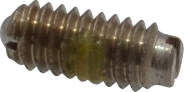 Vlier - 6-40, 0.078" Ball Diam, 0.312" Body Length, 0.023" Max Ball Reach, Threaded Ball Plunger - Stainless Steel Body, Stainless Steel Ball, 0.5 Lb Initial End Force, 1 Lb Final End Force, Locking Element - Exact Tool & Supply