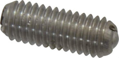 Vlier - 10-32, 0.094" Ball Diam, 0.513" Body Length, 0.025" Max Ball Reach, Threaded Ball Plunger - Stainless Steel Body, Stainless Steel Ball, 1.5 Lb Initial End Force, 3 Lb Final End Force, Locking Element - Exact Tool & Supply