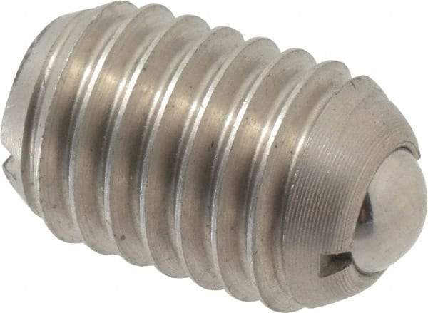 Vlier - 1/2-13, 0.281" Ball Diam, 0.75" Body Length, 0.072" Max Ball Reach, Threaded Ball Plunger - Stainless Steel Body, Stainless Steel Ball, 6 Lb Initial End Force, 12 Lb Final End Force - Exact Tool & Supply