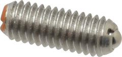 Vlier - 10-32, 0.094" Ball Diam, 0.513" Body Length, 0.025" Max Ball Reach, Threaded Ball Plunger - Stainless Steel Body, Stainless Steel Ball, 2 Lb Initial End Force, 5 Lb Final End Force - Exact Tool & Supply