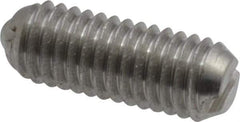 Vlier - 10-32, 0.094" Ball Diam, 0.513" Body Length, 0.025" Max Ball Reach, Threaded Ball Plunger - Stainless Steel Body, Stainless Steel Ball, 0.5 Lb Initial End Force, 1.5 Lb Final End Force - Exact Tool & Supply