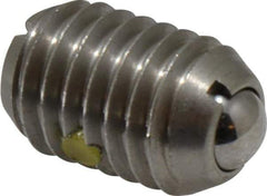 Vlier - 1/2-13, 0.281" Ball Diam, 0.75" Body Length, 0.072" Max Ball Reach, Threaded Ball Plunger - Stainless Steel Body, Stainless Steel Ball, 3 Lb Initial End Force, 6 Lb Final End Force, Locking Element - Exact Tool & Supply