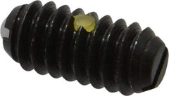 Vlier - 1/4-20, 0.125" Ball Diam, 0.531" Body Length, 0.035" Max Ball Reach, Threaded Ball Plunger - Steel Body, Nylon Ball, 3 Lb Initial End Force, 7 Lb Final End Force, Locking Element - Exact Tool & Supply