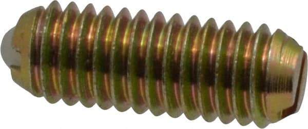 Vlier - 10-32, 0.094" Ball Diam, 0.513" Body Length, 0.025" Max Ball Reach, Threaded Ball Plunger - Steel Body, Nylon Ball, 2 Lb Initial End Force, 5 Lb Final End Force - Exact Tool & Supply