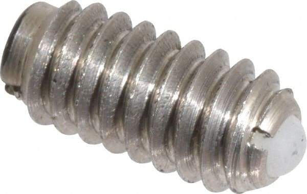 Vlier - 1/4-20, 0.125" Ball Diam, 0.531" Body Length, 0.035" Max Ball Reach, Threaded Ball Plunger - Stainless Steel Body, Nylon Ball, 3 Lb Initial End Force, 7 Lb Final End Force, Locking Element - Exact Tool & Supply