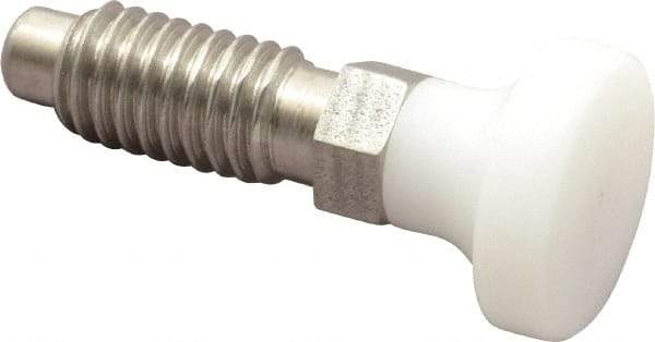 Vlier - 3/8-16, 1/4" Max Plunger Diam, 0.25 Lb Init to 2 Lb Final End Force, Knob Handle Plunger - Delrin Knob, 0.94" Body Length, 3/4" Length Under Head/Shoulder, 0.18" Plunger Projection - Exact Tool & Supply