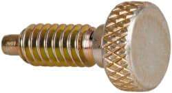 Vlier - 1/4-20, 1/2" Thread Length, 0.123" Max Plunger Diam, 1 Lb Init to 4 Lb Final End Force, Knob Handle Plunger - Knurled Knob, 0.79" Body Length, 1/2" Length Under Head/Shoulder, 1/8" Plunger Projection - Exact Tool & Supply
