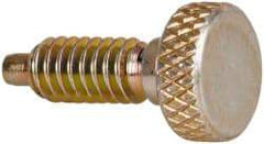 Vlier - 1/4-20, 1/2" Thread Length, 0.123" Max Plunger Diam, 1 Lb Init to 4 Lb Final End Force, Knob Handle Plunger - Knurled Knob, 0.79" Body Length, 1/2" Length Under Head/Shoulder, 1/8" Plunger Projection - Exact Tool & Supply