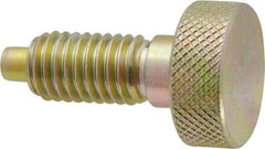 Vlier - 1/2-13, 7/8" Thread Length, 1/4" Max Plunger Diam, 1 Lb Init to 10 Lb Final End Force, Knob Handle Plunger - Knurled Knob, 1.13" Body Length, 7/8" Length Under Head/Shoulder, 1/4" Plunger Projection - Exact Tool & Supply