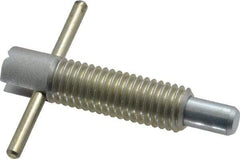 Vlier - 1/2-13 Thread, 2-1/2" Body Length, 1/2" Plunger Projection, 5/16" Plunger Diam, Steel, Locking T Handle Plunger - 1.4" Thread Length, 2" Handle Length, 2" Plunger Length, 2-1/2 Lb Initial End Force, 5 Lb Final End Force, Locking Element - Exact Tool & Supply