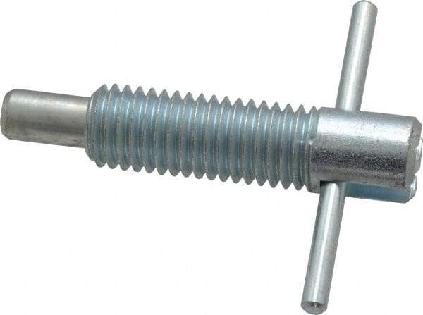 Vlier - 5/8-11 Thread, 2-1/2" Body Length, 5/8" Plunger Projection, 3/8" Plunger Diam, Steel, Locking T Handle Plunger - 1.7" Thread Length, 2-1/2" Handle Length, 2.38" Plunger Length, 2-1/2 Lb Initial End Force, 5 Lb Final End Force, - Exact Tool & Supply