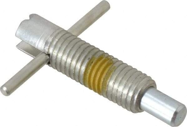 Vlier - 5/8-11 Thread, 2-1/2" Body Length, 5/8" Plunger Projection, 3/8" Plunger Diam, Steel, Locking T Handle Plunger - 1.7" Thread Length, 2-1/2" Handle Length, 2.38" Plunger Length, 2-1/2 Lb Initial End Force, 5 Lb Final End Force, Locking Element - Exact Tool & Supply