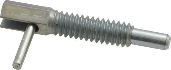 Vlier - 1/4-20, 0.8" Thread Length, 0.16" Plunger Diam, 0.5 Lb Init to 2.5 Lb Final End Force, Steel Locking L Handle Plunger - 1-1/4" Body Length, 0.8" Length Under Head, 0.38" Plunger Projection - Exact Tool & Supply
