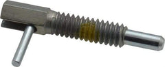 Vlier - 1/4-20, 0.8" Thread Length, 0.16" Plunger Diam, 0.5 Lb Init to 2.5 Lb Final End Force, Steel Locking L Handle Plunger - 1-1/4" Body Length, 0.8" Length Under Head, Locking Element, 0.38" Plunger Projection - Exact Tool & Supply
