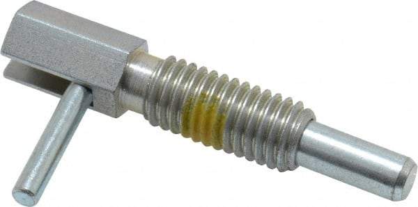 Vlier - 1/2-13, 1.1" Thread Length, 0.31" Plunger Diam, 1 Lb Init to 5 Lb Final End Force, Steel Locking L Handle Plunger - 2.11" Body Length, 1-1/4" Length Under Head, Locking Element, 3/4" Plunger Projection - Exact Tool & Supply