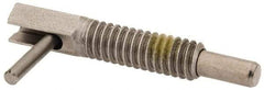 Vlier - 1/4-20, 0.8" Thread Length, 0.16" Plunger Diam, 0.5 Lb Init to 2.5 Lb Final End Force, Stainless Steel Locking L Handle Plunger - 1-1/4" Body Length, 0.8" Length Under Head, Locking Element, 0.38" Plunger Projection - Exact Tool & Supply