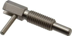 Vlier - 1/2-13, 1.1" Thread Length, 0.31" Plunger Diam, 1 Lb Init to 5 Lb Final End Force, Stainless Steel Locking L Handle Plunger - 2.11" Body Length, 1-1/4" Length Under Head, 3/4" Plunger Projection - Exact Tool & Supply