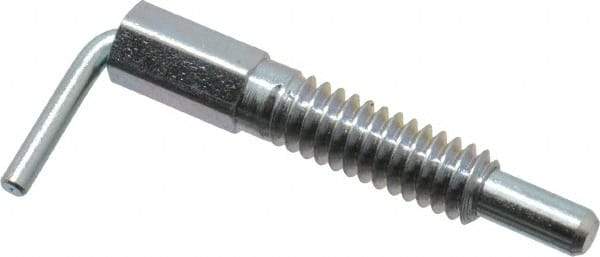 Vlier - 1/4-20, 0.8" Thread Length, 0.16" Plunger Diam, 0.5 Lb Init to 2.5 Lb Final End Force, Steel L Handle Plunger - 1-1/4" Body Length, 0.8" Length Under Head, 0.38" Plunger Projection - Exact Tool & Supply
