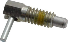 Vlier - 1/4-20, 1/2" Thread Length, 0.16" Plunger Diam, 0.12 Lb Init to 0.5 Lb Final End Force, Steel Locking L Handle Plunger - 3/4" Body Length, 1/2" Length Under Head, Locking Element, 0.2" Plunger Projection - Exact Tool & Supply